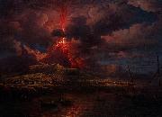 William Marlow Vesuvius erupting at Night painting